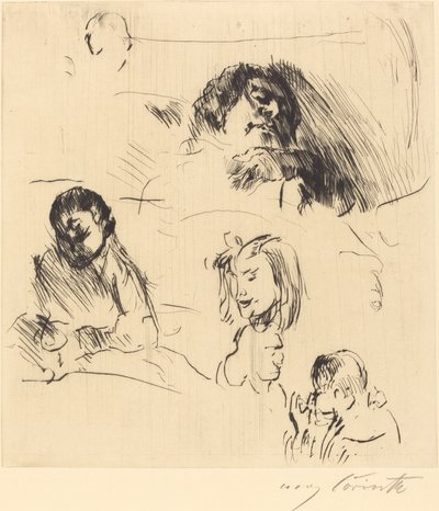 Vários esboços de retratos de Lovis Corinth