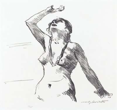 Nu feminino se defendendo de Lovis Corinth