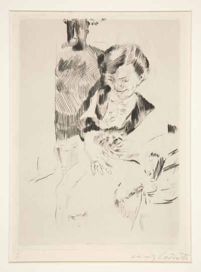 Mulher com um gatinho de Lovis Corinth