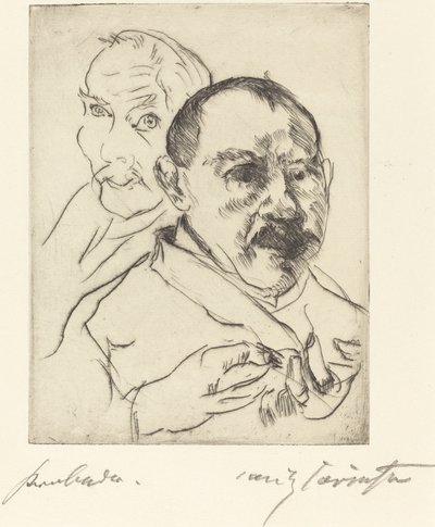 Esboço de dois autorretratos de cabeças masculinas, 1915. de Lovis Corinth