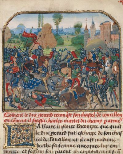 A batalha antes do castelo de Roussillon de Loyset Liedet