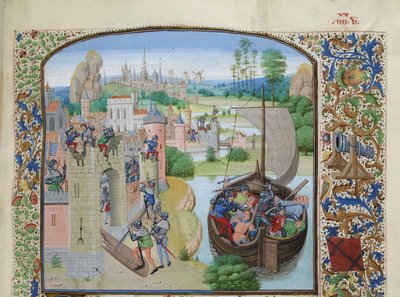 Massacre de comerciantes de Ghent em Audenarde 1380, ca 1470-1475. de Loyset Liedet