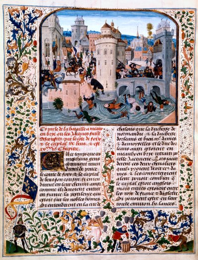 Massacre dos rebeldes camponeses em Meaux, 1358, c1475 de Loyset Liedet