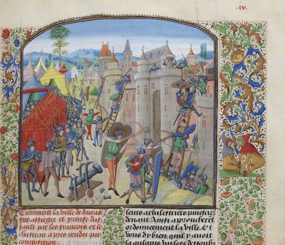 Cerco do castelo de Duras pelos franceses em 1377, ca 1470-1475. de Loyset Liedet