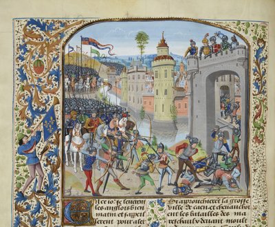 A Batalha de Caen em 1346, ca 1470-1475. de Loyset Liedet
