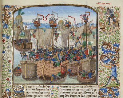A Batalha de La Rochelle, 1372, ca 1470-1475. de Loyset Liedet