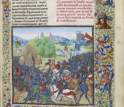 A Batalha de Roosebeke em 27 de novembro de 1382, ca 1470-1475. de Loyset Liedet