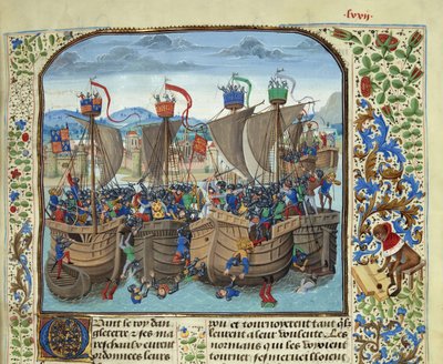 A Batalha de Sluys em 24 de junho de 1340, ca 1470-1475. de Loyset Liedet