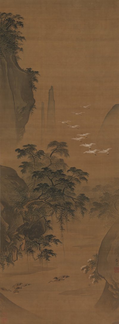 Paisagem de outono com garças e patos. de Lu Ji