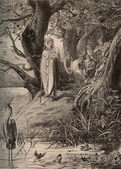 Pedido de desculpas das aves pesqueiras, conta São Martinho aos habitantes das margens do Loire - gravura de Luc Olivier Merson (1846-1920) de Luc Oliver Merson