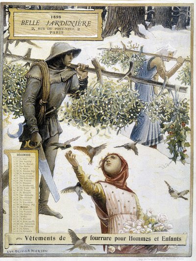Dezembro: colhendo visco - por Luc-Olivier Merson no Calendário da loja "La belle jardinière". de Luc Oliver Merson