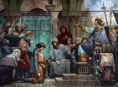 São Luís condena Enguerrand IV de Coucy (1220-1310) - São Luís punindo Enguerrand IV de Coucy de Luc Oliver Merson