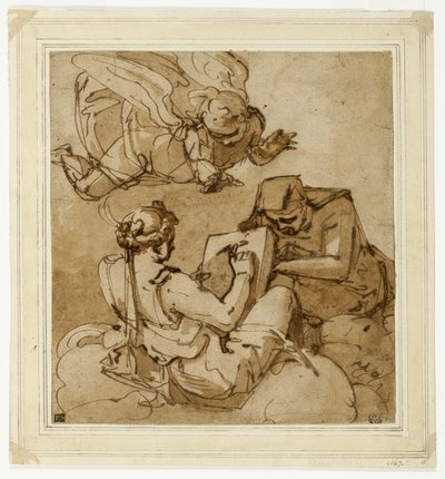 Assunto alegórico (Anjo sobre duas Sibilas) de Luca Cambiaso