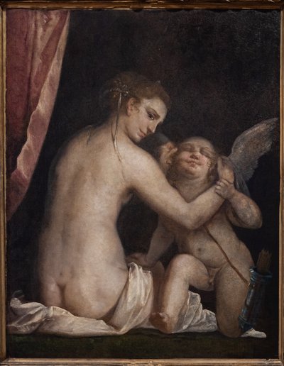 Fontanellato, Labirinto della Masone, Colecção de Arte Franco Maria Ricci: "Cupido Vénus vendável". de Luca Cambiaso
