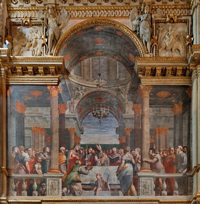 Génova, Duomo (Catedral de São Lourenço), interior, Capela Lercari ou Capela do Santíssimo Sacramento (abside norte), lado norte: "A Apresentação no Templo", afresco de Luca Cambiaso de Luca Cambiaso