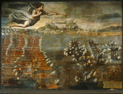 Cena da batalha de Lepanto ... de Luca Cambiaso