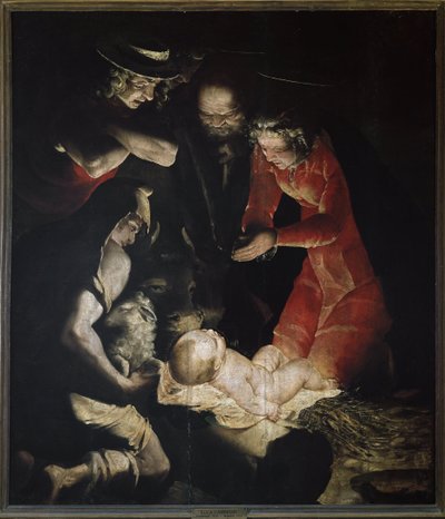 A Adoração dos Pastores ou A Natividade (óleo sobre tela de Luca Cambiaso