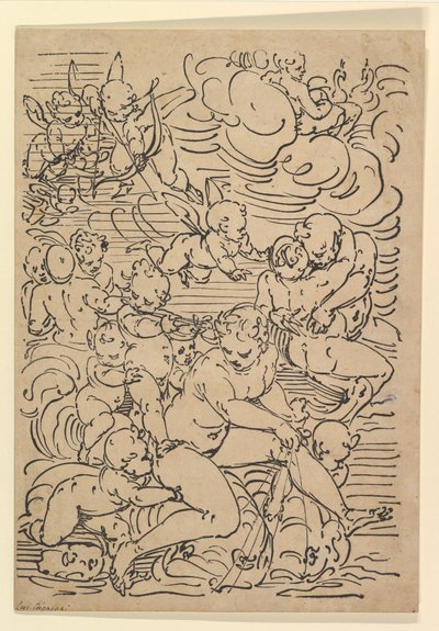 O Triunfo do Anfitrito, ca. 1550-1580. de Luca Cambiaso