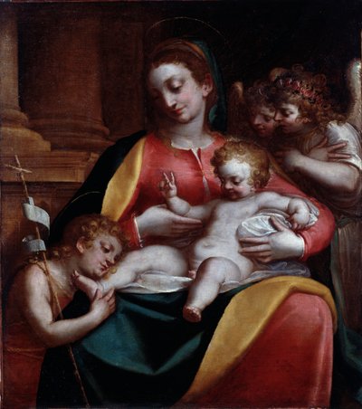 Virgem com criança com São João Batista (Pintura de Luca Cambiaso