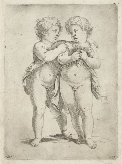 Dois meninos, um com um cacho de uvas Livro de desenho (título da série) Le livre dessein (título da série) de Luca Ciamberlano