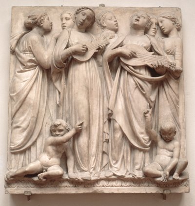 Cantando anjos, alívio da Cantoria, c.1432-38 (mármore) de Luca Della Robbia