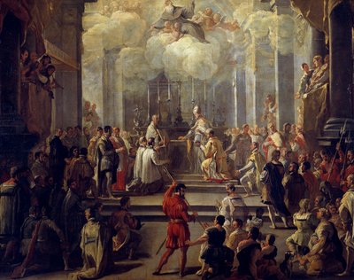Dedicação de sacerdote, por Luca Giordano (1634-1705), óleo sobre tela de Luca Giordano
