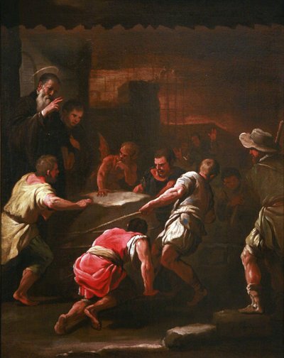 Francês:  Un miracle de saint Benoît Um milagre de São Bento de Luca Giordano