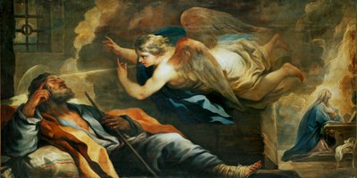 O sonho de José ... (pintura sobre tela) de Luca Giordano