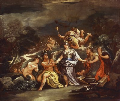 Minerva como Padroeira das Artes e das Ciências, por Luca Giordano, óleo sobre tela de Luca Giordano