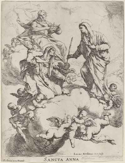 Santa Ana Recebida pela Virgem e Cristo de Luca Giordano