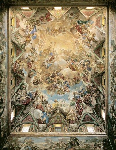 A glória celestial e o triunfo dos Habsburgos, do teto acima da grande escadaria de Luca Giordano