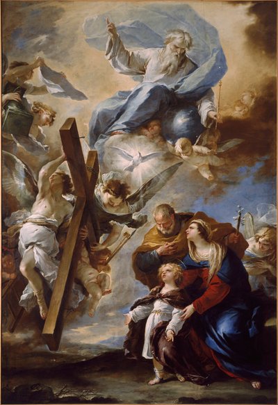 A Sagrada Família com os Símbolos da Paixão, c. 1660. de Luca Giordano