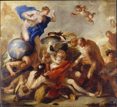 Jovem tentado pelos vícios de Luca Giordano