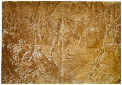 A luta entre Entellus da Sicília e Dares of Troia, c1544 de Luca Penni