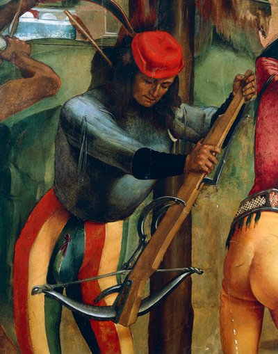 Crossbowman, detalhe do Martírio de São Sebastião, de Luca Signorelli (1445-1523) de Luca Signorelli