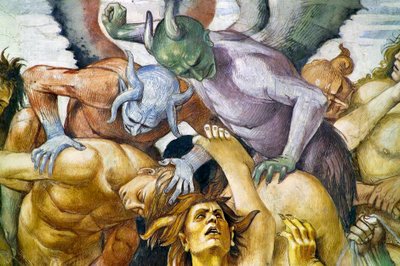 Malditos no inferno, do ciclo de afrescos do Juízo Final de Luca Signorelli