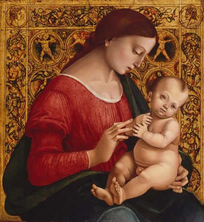 Madonna and Child, c.1505-07 (óleo e ouro sobre madeira) de Luca Signorelli