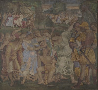 O triunfo da castidade: afrescos amarrados e desarmados do Palazzo del Magnifico, Siena, 1509 de Luca Signorelli