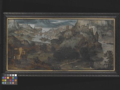 Paisagem com o voo para o Egipto (óleo sobre madeira) de Lucas (circle of) Gassel
