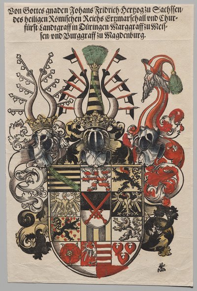 Brasão de John Frederic, Eleitor da Saxônia, chamado o Magnânimo de Lucas Cranach