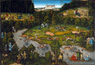 Caça perto do Castelo de Hartenfels de Lucas Cranach