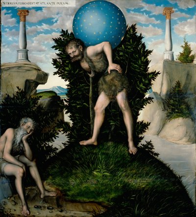 Atlas e Hércules dos trabalhos de Hércules de Lucas Cranach the Elder