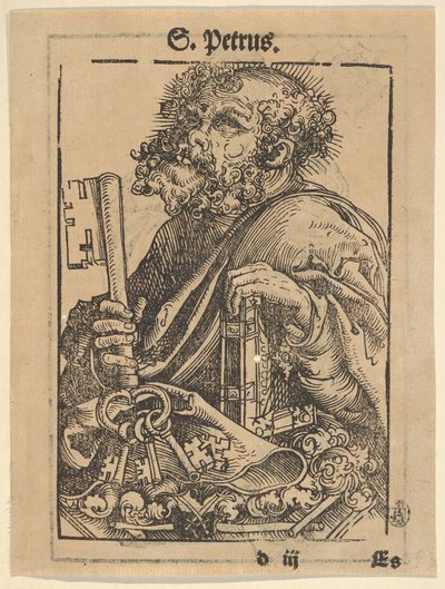 Busto de São Pedro, da Grande Série de Relicários de Wittenberg, verso: Martin Luther ..., 1509. de Lucas Cranach the Elder