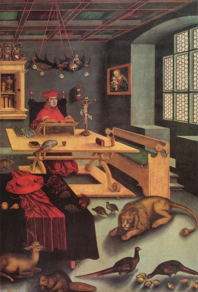 O Cardeal Albrecht de Brandenburgo como São Jerónimo de Lucas Cranach the Elder