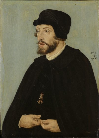 Alemão: Bildnis König Ferdinands I. Retrato de Fernando I, Sacro Imperador Romano-Germânico de Lucas Cranach the Elder