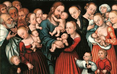 Alemão: Christus segnet die Kinder Cristo abençoa as crianças. de Lucas Cranach the Elder
