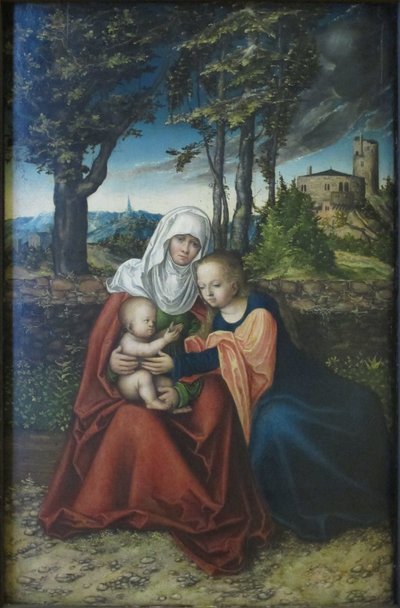 Alemão: Hl. Anna Selbdritt Madona e Menino com Santa Ana. de Lucas Cranach the Elder