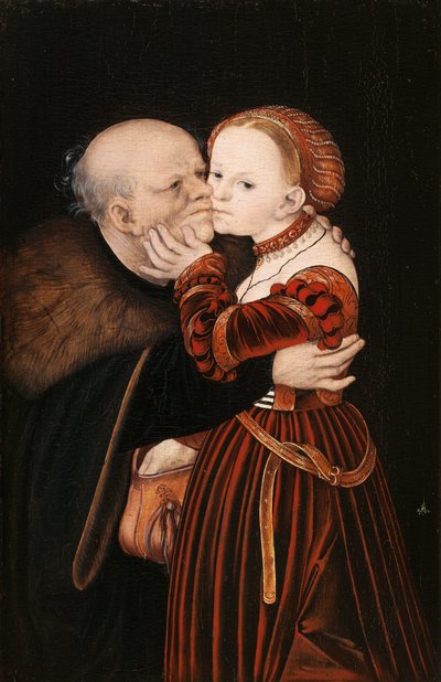 Alemão: Ungleiches Paar / Der alte Narr Amantes incompatíveis / O velho tolo de Lucas Cranach the Elder
