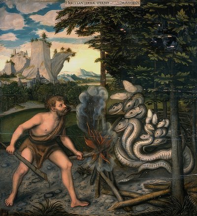 Hércules e a serpente Learn. Da série de Atos de Hércules. Depois de 1537 de Lucas Cranach the Elder