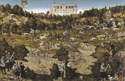 Caça em homenagem ao imperador Carlos V no castelo de Torgau de Lucas Cranach the Elder